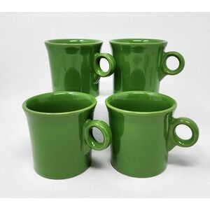 Set of 4 Fiesta Ware Tom and Jerry Green Shamrock Coffee Mug With O Ring Handle